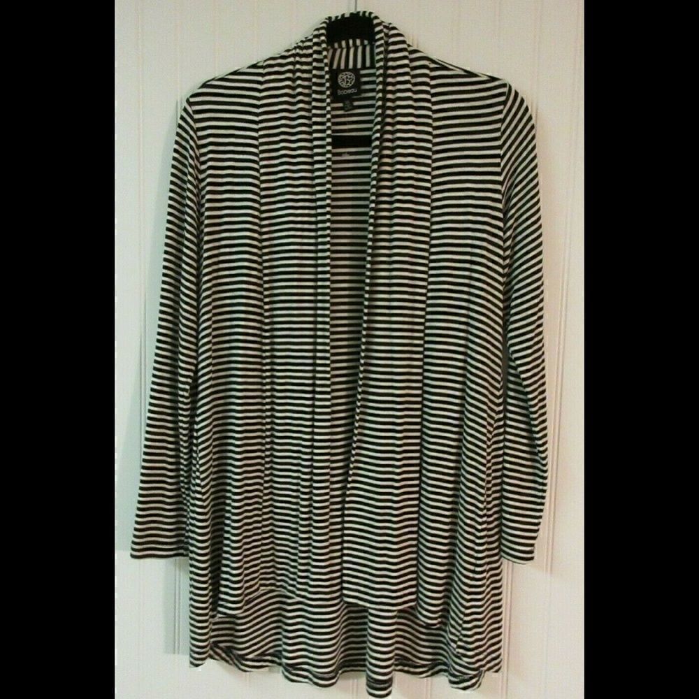 Bobeau knit wrap top striped size XS